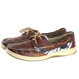 Sperry Top Sider Boat Shoes Plaid Accent